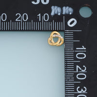 Interlocking Circle Pendant,14K Gold Silver Crystal Twisted Double Ring Charm DIY Charm for Necklace Bracelet Making