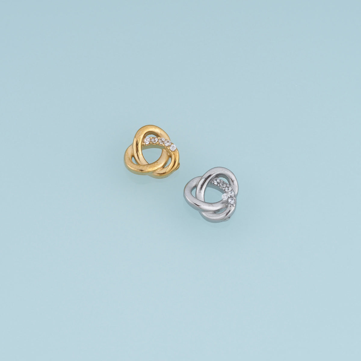 Interlocking Circle Pendant,14K Gold Silver Crystal Twisted Double Ring Charm DIY Charm for Necklace Bracelet Making
