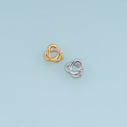 Interlocking Circle Pendant,14K Gold Silver Crystal Twisted Double Ring Charm DIY Charm for Necklace Bracelet Making