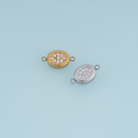 Oval Crystal Connector,14K Gold Silver Sparkling Rhinestone Charm DIY Connector for Necklace Bracelet Making