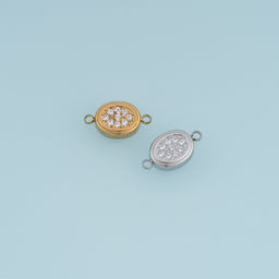 Oval Crystal Connector,14K Gold Silver Sparkling Rhinestone Charm DIY Connector for Necklace Bracelet Making