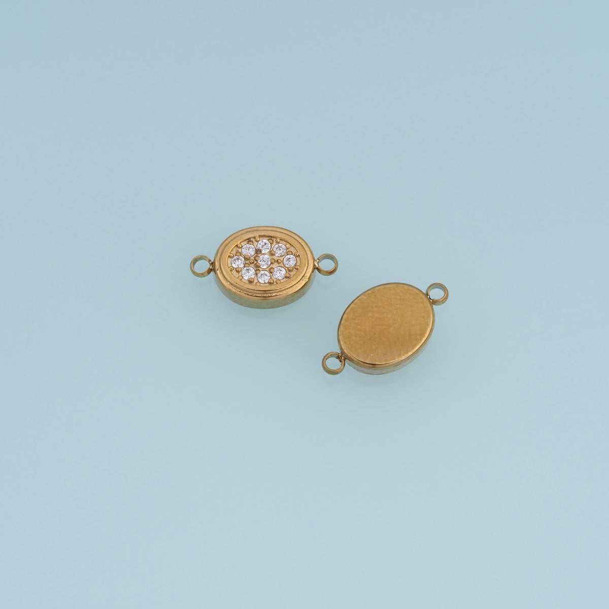 Oval Crystal Connector,14K Gold Silver Sparkling Rhinestone Charm DIY Connector for Necklace Bracelet Making
