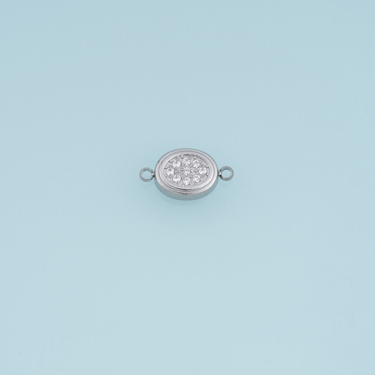 Oval Crystal Connector,14K Gold Silver Sparkling Rhinestone Charm DIY Connector for Necklace Bracelet Making