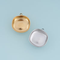 Rounded Square Hollow Pendant,14K Gold Platinum Concave Metal Charm for Necklace Bracelet Jewelry Making