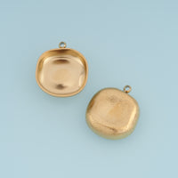 Rounded Square Hollow Pendant,14K Gold Platinum Concave Metal Charm for Necklace Bracelet Jewelry Making