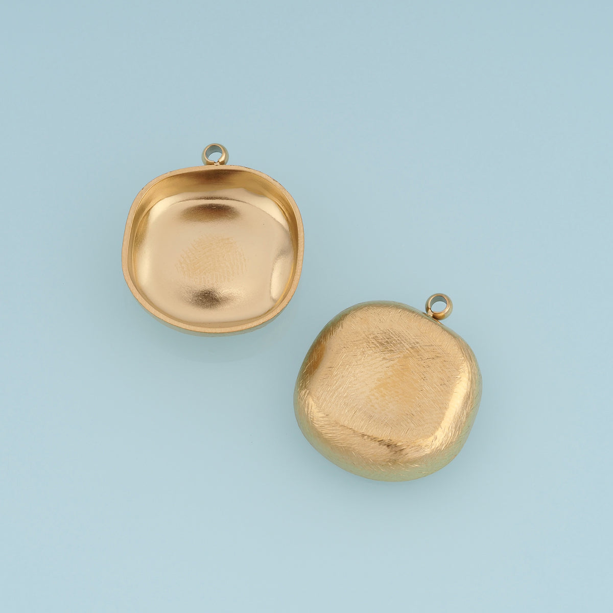 Rounded Square Hollow Pendant,14K Gold Platinum Concave Metal Charm for Necklace Bracelet Jewelry Making