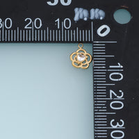 Openwork Flower Heart Pendant,14K Gold Silver Crystal Floral Charm DIY Charm for Necklace Bracelet Making