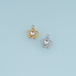 Openwork Flower Heart Pendant,14K Gold Silver Crystal Floral Charm DIY Charm for Necklace Bracelet Making
