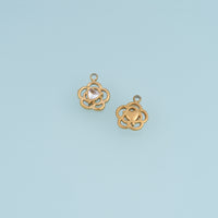 Openwork Flower Heart Pendant,14K Gold Silver Crystal Floral Charm DIY Charm for Necklace Bracelet Making