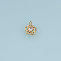 Openwork Flower Heart Pendant,14K Gold Silver Crystal Floral Charm DIY Charm for Necklace Bracelet Making