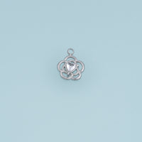 Openwork Flower Heart Pendant,14K Gold Silver Crystal Floral Charm DIY Charm for Necklace Bracelet Making