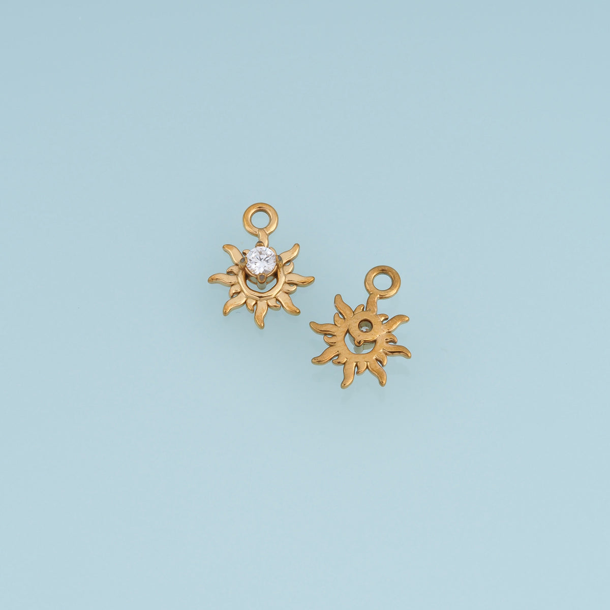 Sun Moon Crystal Pendant,14K Gold Silver Celestial Sunburst Charm DIY Charm for Necklace Bracelet Making