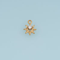 Sun Moon Crystal Pendant,14K Gold Silver Celestial Sunburst Charm DIY Charm for Necklace Bracelet Making