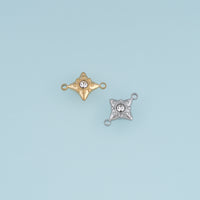 Four Point Star Crystal Connector,14K Gold Silver Geometric Star Charm DIY Connector for Necklace Bracelet Making