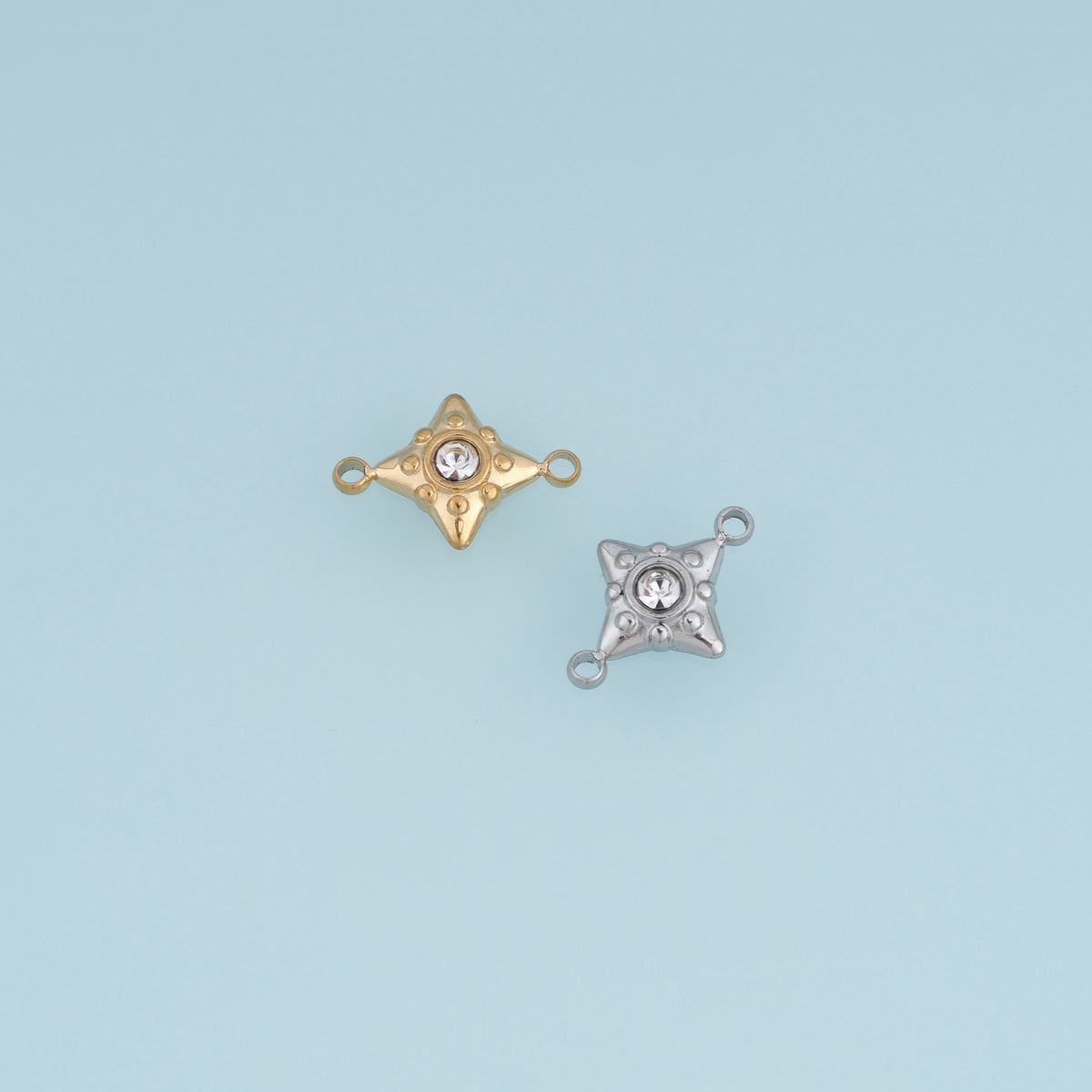 Four Point Star Crystal Connector,14K Gold Silver Geometric Star Charm DIY Connector for Necklace Bracelet Making