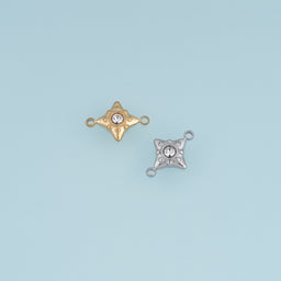 Four Point Star Crystal Connector,14K Gold Silver Geometric Star Charm DIY Connector for Necklace Bracelet Making