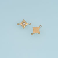 Four Point Star Crystal Connector,14K Gold Silver Geometric Star Charm DIY Connector for Necklace Bracelet Making