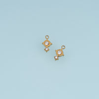 Vintage Crystal Drop Pendant,14K Gold Four Point Star Charm DIY Charm for Necklace Bracelet Making