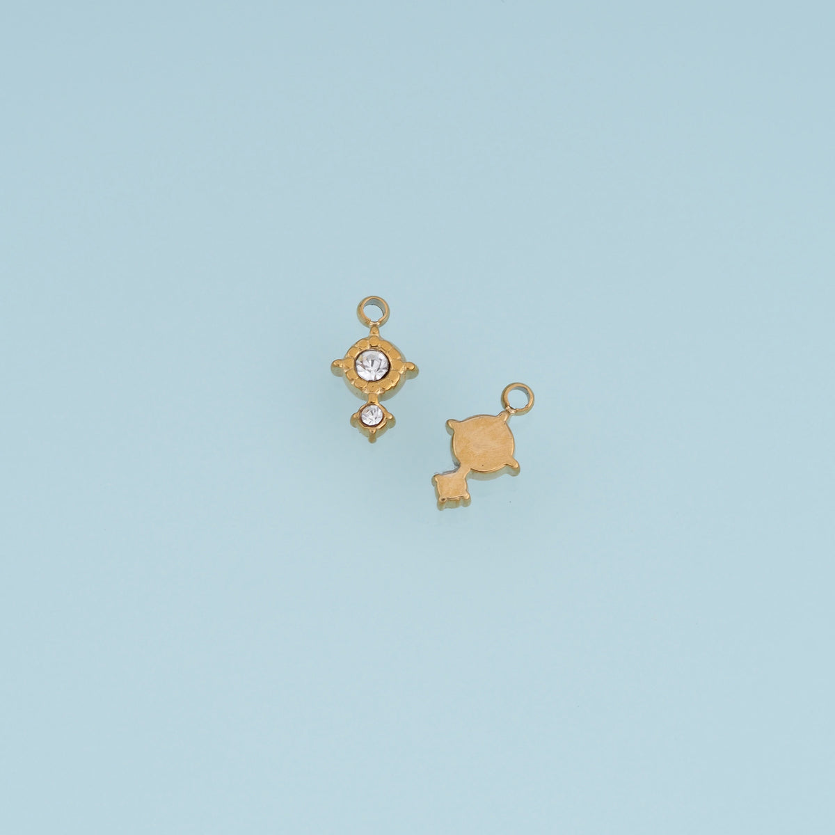 Vintage Crystal Drop Pendant,14K Gold Four Point Star Charm DIY Charm for Necklace Bracelet Making