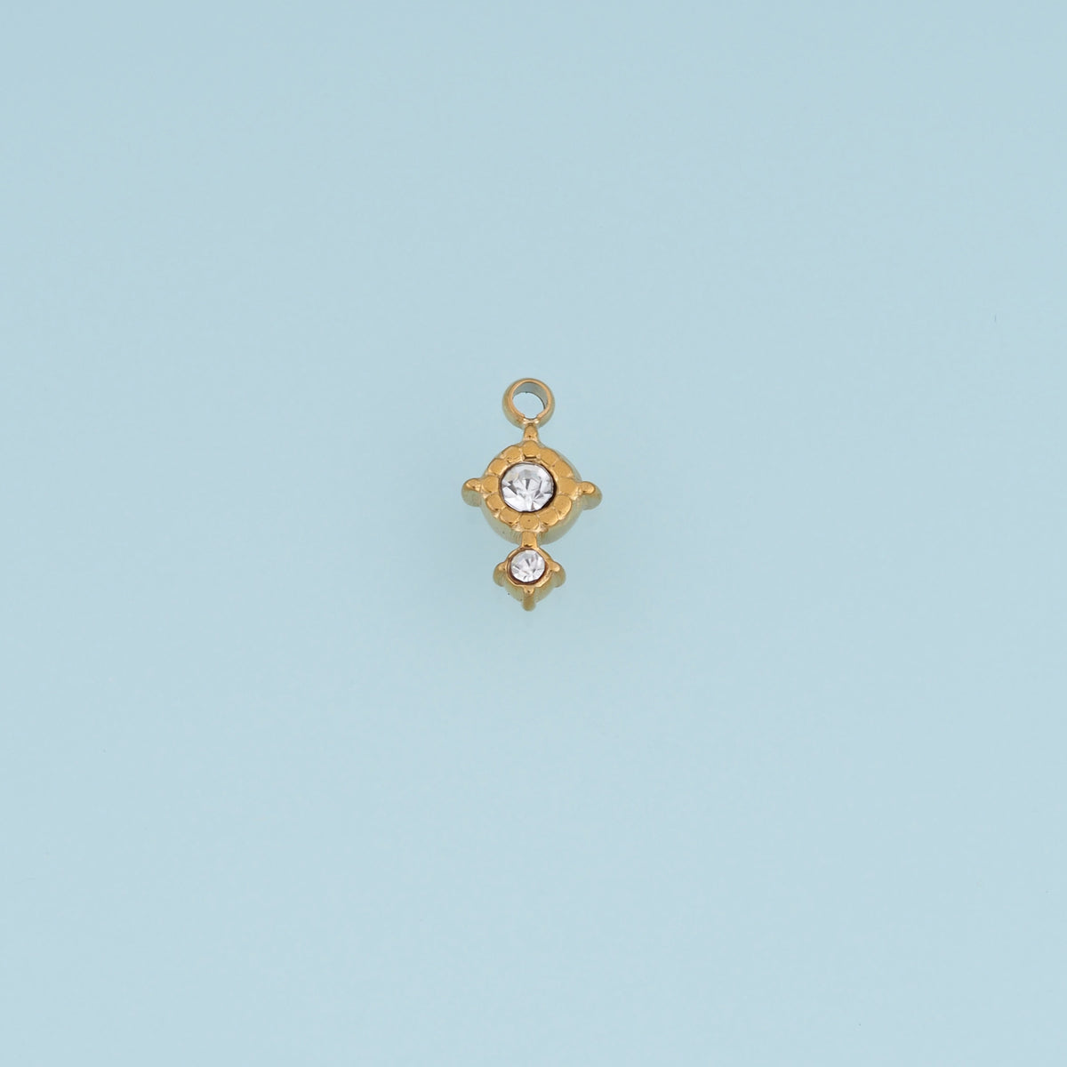 Vintage Crystal Drop Pendant,14K Gold Four Point Star Charm DIY Charm for Necklace Bracelet Making