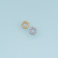 Open Circle Crystal Pendant,14K Gold Silver Beaded Rhinestone Ring Charm DIY Charm for Necklace Bracelet Making