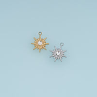 Radiant Sunburst Crystal Pendant,14K Gold Silver Celestial Sun Charm DIY Charm for Necklace Bracelet Making