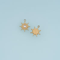 Radiant Sunburst Crystal Pendant,14K Gold Silver Celestial Sun Charm DIY Charm for Necklace Bracelet Making