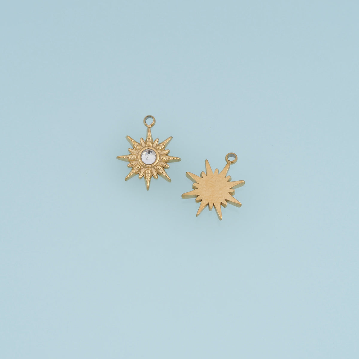 Radiant Sunburst Crystal Pendant,14K Gold Silver Celestial Sun Charm DIY Charm for Necklace Bracelet Making