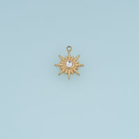 Radiant Sunburst Crystal Pendant,14K Gold Silver Celestial Sun Charm DIY Charm for Necklace Bracelet Making