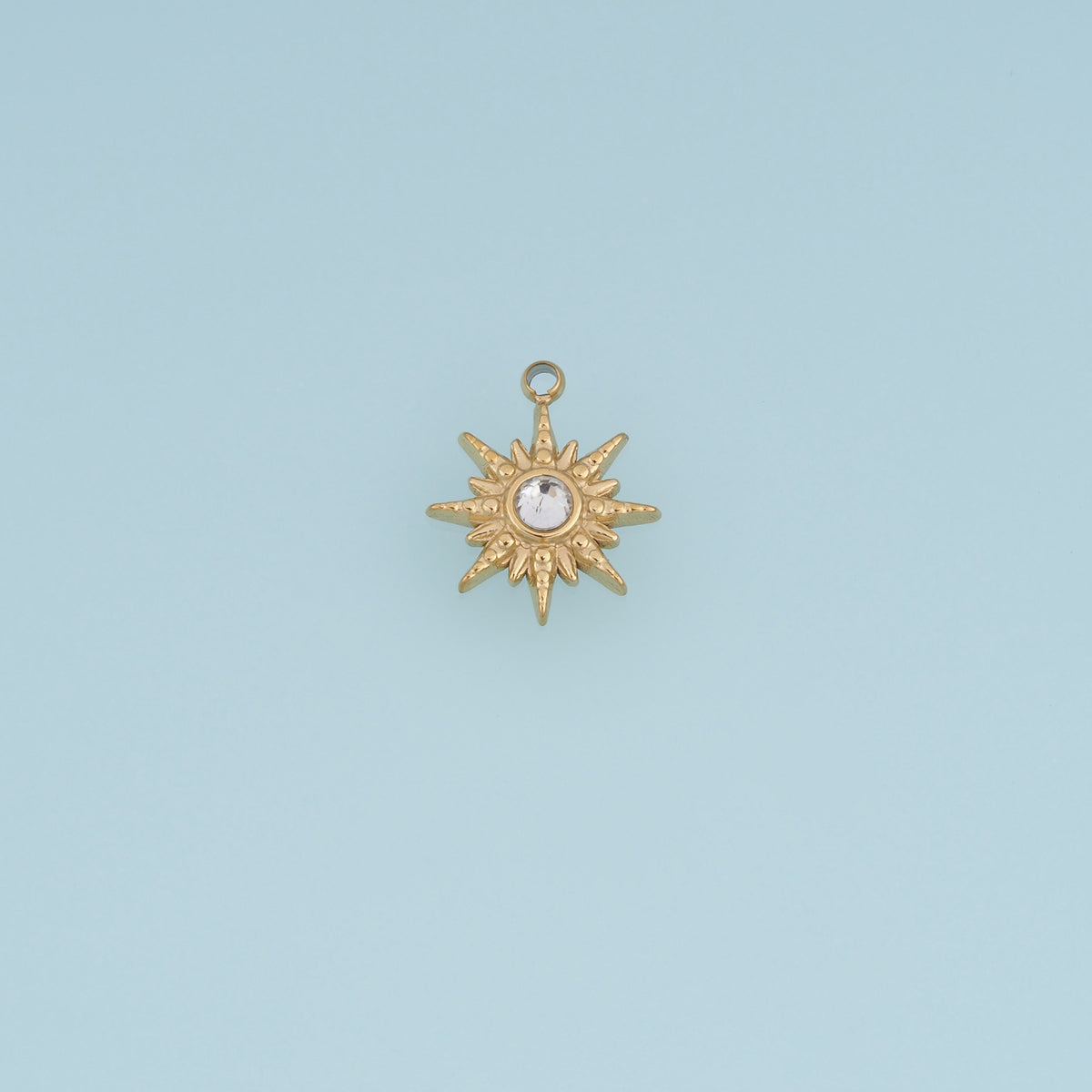 Radiant Sunburst Crystal Pendant,14K Gold Silver Celestial Sun Charm DIY Charm for Necklace Bracelet Making