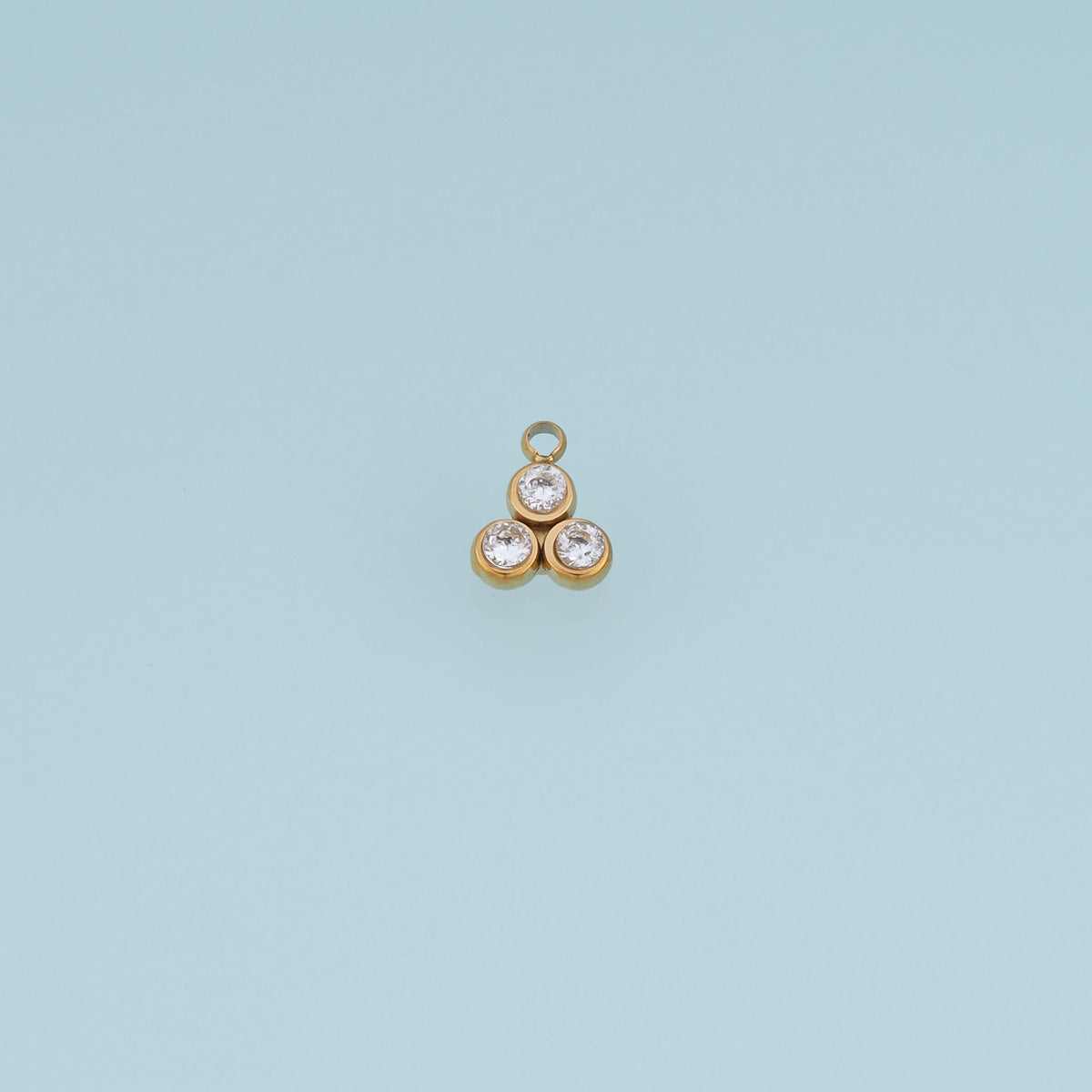 Three Stone Crystal Pendant,14K Gold Silver Geometric Triangle Charm DIY Charm for Necklace Bracelet Making