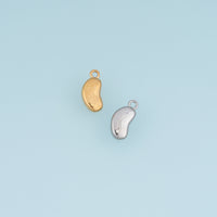 Irregular Bean Pendant,14K Gold Silver Puffy Organic Shape Charm DIY Charm for Necklace Bracelet Making