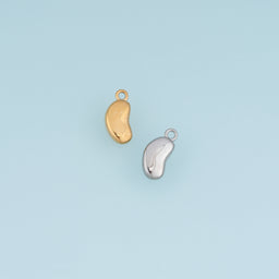 Irregular Bean Pendant,14K Gold Silver Puffy Organic Shape Charm DIY Charm for Necklace Bracelet Making