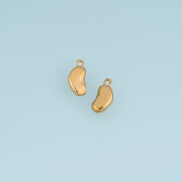 Irregular Bean Pendant,14K Gold Silver Puffy Organic Shape Charm DIY Charm for Necklace Bracelet Making