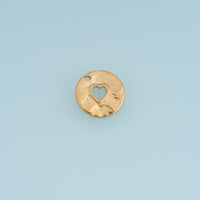 Open Heart Coin Pendant,14K Gold Silver Hammered Textured Heart Charm DIY Charm for Necklace Bracelet Making