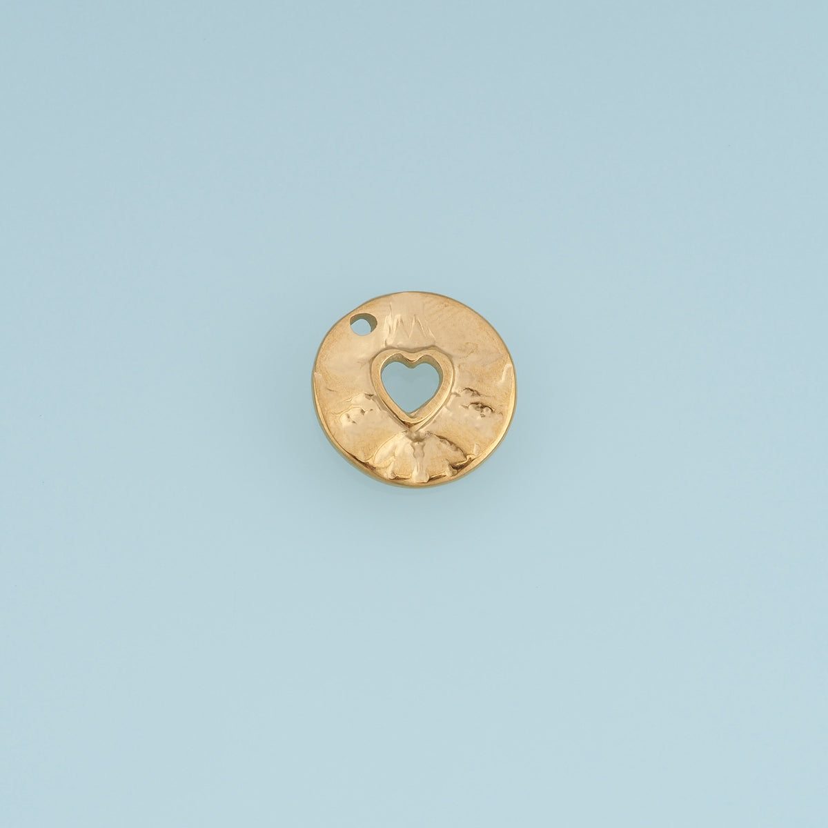 Open Heart Coin Pendant,14K Gold Silver Hammered Textured Heart Charm DIY Charm for Necklace Bracelet Making