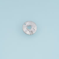 Open Heart Coin Pendant,14K Gold Silver Hammered Textured Heart Charm DIY Charm for Necklace Bracelet Making