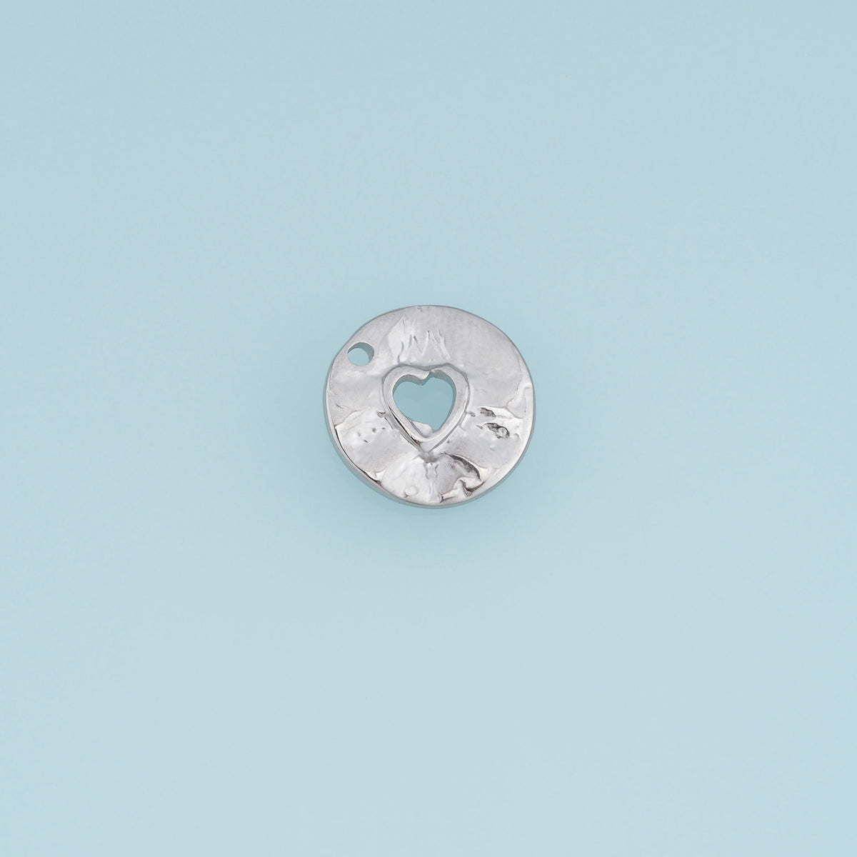 Open Heart Coin Pendant,14K Gold Silver Hammered Textured Heart Charm DIY Charm for Necklace Bracelet Making