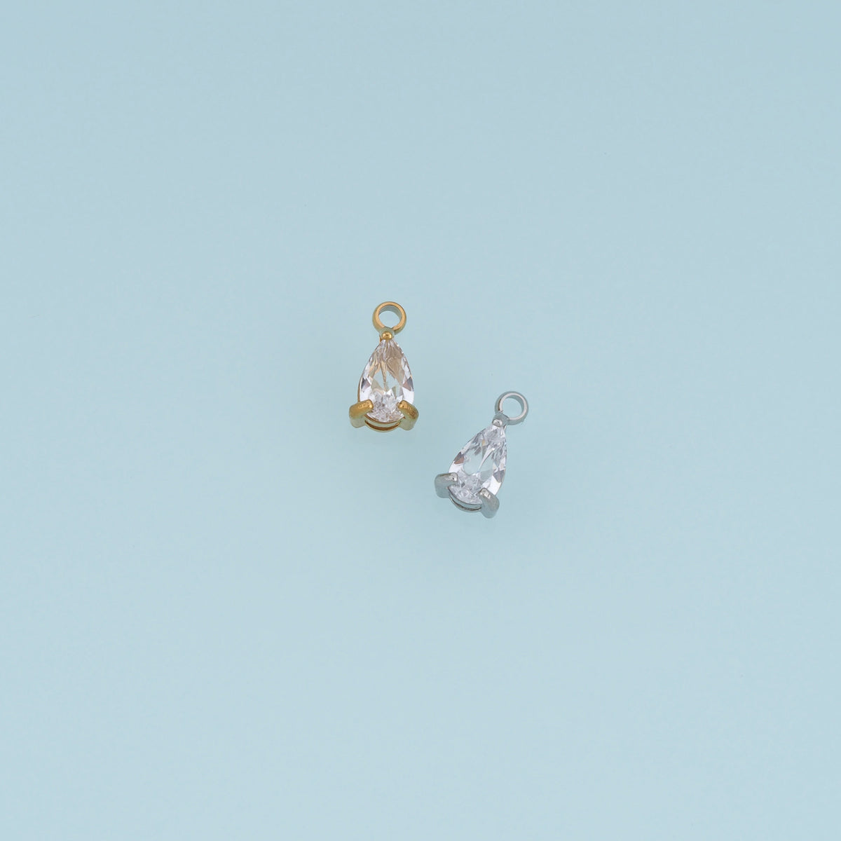 Faceted Teardrop Crystal Pendant,14K Gold Silver Clear Stone Charm DIY Charm for Necklace Bracelet Making
