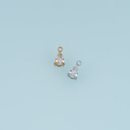 Faceted Teardrop Crystal Pendant,14K Gold Silver Clear Stone Charm DIY Charm for Necklace Bracelet Making