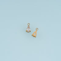 Faceted Teardrop Crystal Pendant,14K Gold Silver Clear Stone Charm DIY Charm for Necklace Bracelet Making