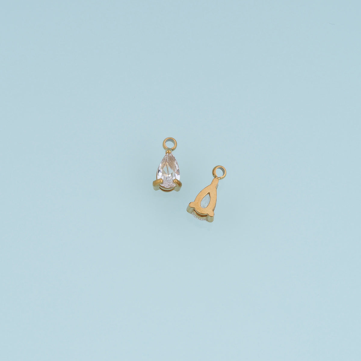 Faceted Teardrop Crystal Pendant,14K Gold Silver Clear Stone Charm DIY Charm for Necklace Bracelet Making