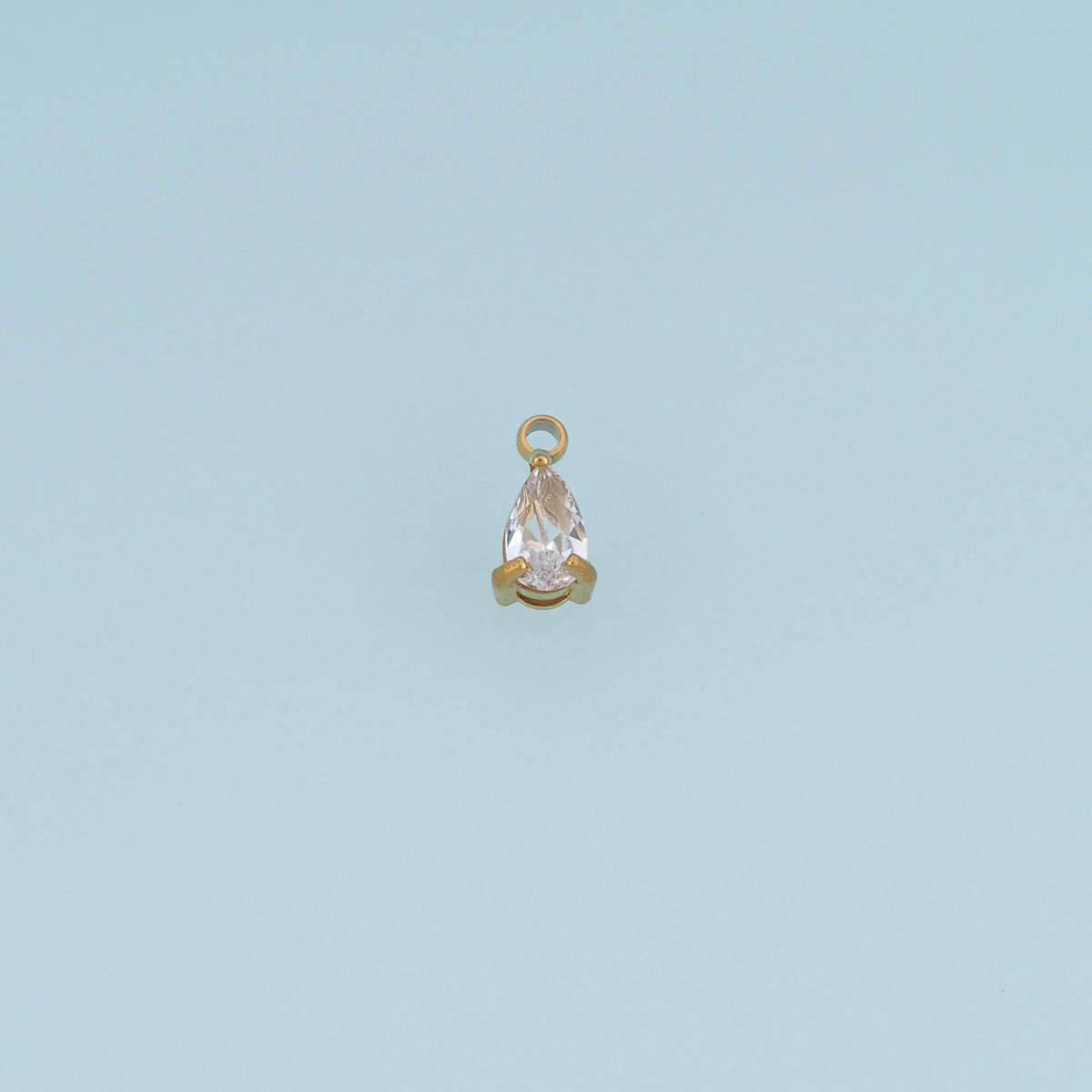 Faceted Teardrop Crystal Pendant,14K Gold Silver Clear Stone Charm DIY Charm for Necklace Bracelet Making