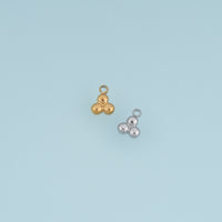 Triple Ball Pendant,14K Gold Silver Puffy Beaded Cluster Charm DIY Charm for Necklace Bracelet Making
