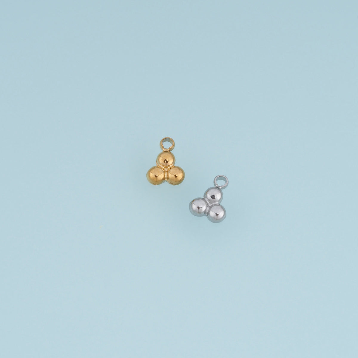Triple Ball Pendant,14K Gold Silver Puffy Beaded Cluster Charm DIY Charm for Necklace Bracelet Making