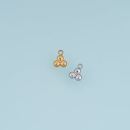 Triple Ball Pendant,14K Gold Silver Puffy Beaded Cluster Charm DIY Charm for Necklace Bracelet Making
