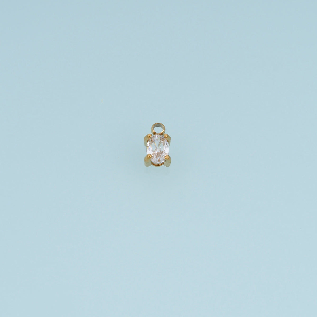 Oval Crystal Pendant,14K Gold Silver Clear Faceted Gemstone Charm DIY Charm for Necklace Bracelet Making
