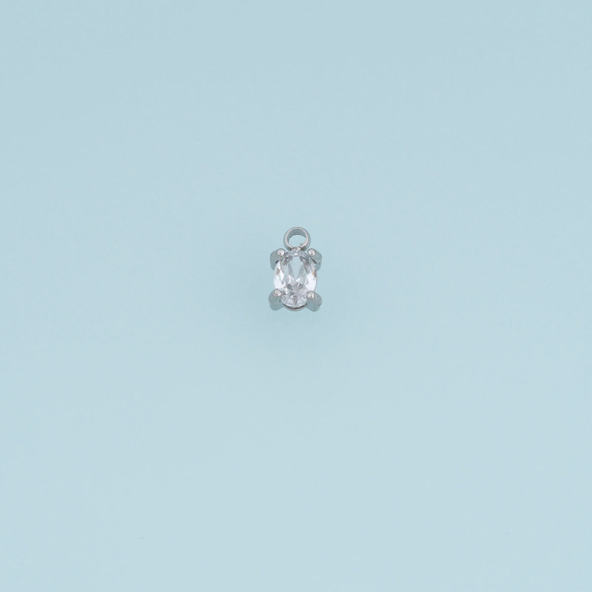Oval Crystal Pendant,14K Gold Silver Clear Faceted Gemstone Charm DIY Charm for Necklace Bracelet Making