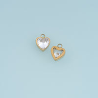 Heart Crystal Pendant,14K Gold Silver Black Clear Faceted Heart Charm DIY Charm for Necklace Bracelet Making