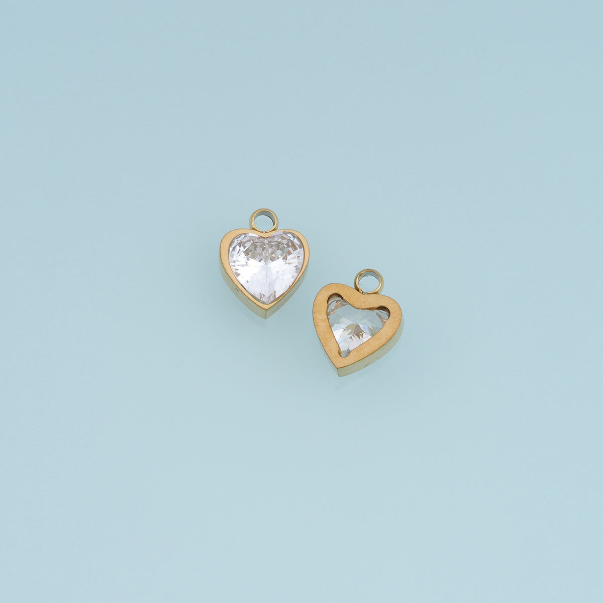 Heart Crystal Pendant,14K Gold Silver Black Clear Faceted Heart Charm DIY Charm for Necklace Bracelet Making